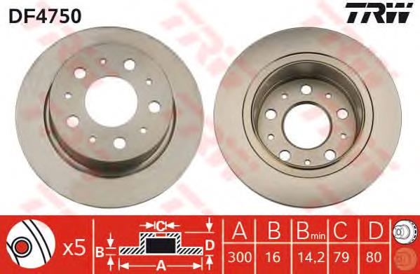 Tarcza hamulcowa tylna TRW DF4750 cena, od 49,29 USD