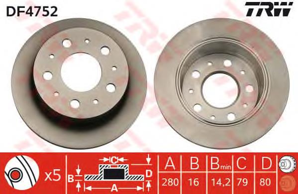 DF4752 TRW tarcza hamulcowa tylna