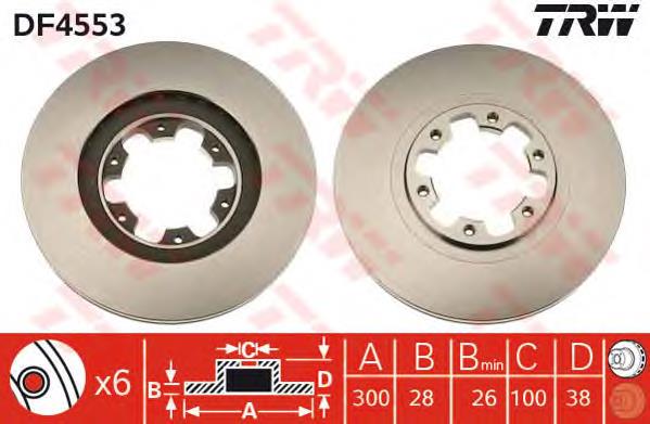 Tarcza hamulcowa przednia TRW DF4553 cena, od 74,94 USD