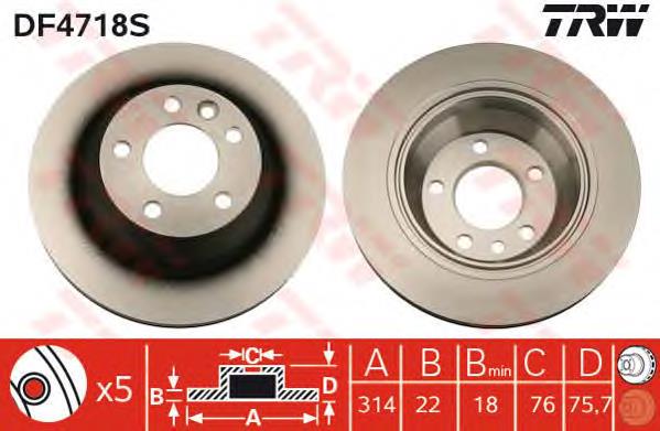 Tarcza hamulcowa tylna TRW DF4718S cena, od 55,81 USD
