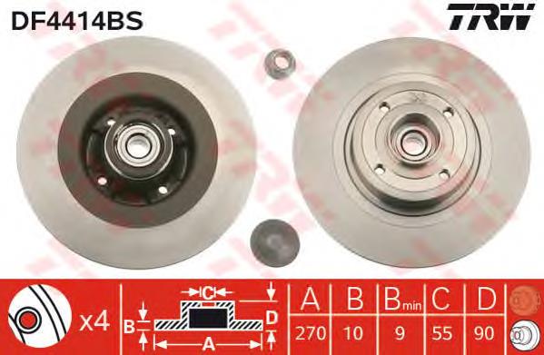 Tarcza hamulcowa tylna TRW DF4414BS cena, od 53,36 USD