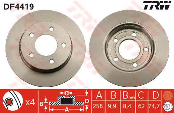 Tarcza hamulcowa tylna TRW DF4419 cena, od 32,19 USD