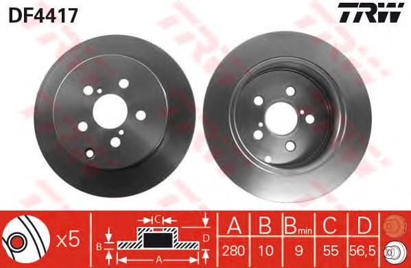 Tarcza hamulcowa tylna TRW DF4417 cena, od 38,81 USD