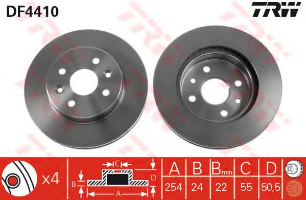 Tarcza hamulcowa przednia TRW DF4410 cena, od 39,82 USD