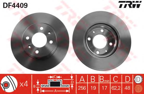 Tarcza hamulcowa przednia TRW DF4409 cena, od 34,35 USD