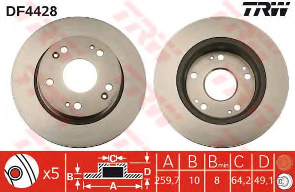 Tarcza hamulcowa tylna TRW DF4428 cena, od 32,62 USD
