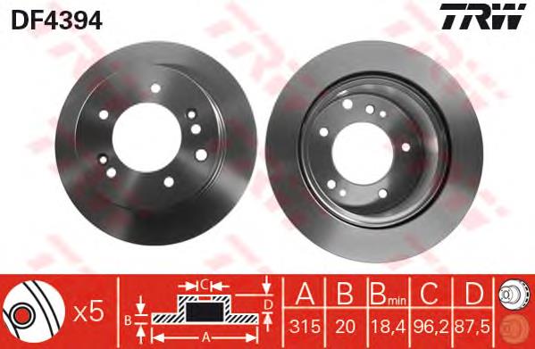 Tarcza hamulcowa tylna TRW DF4394 cena, od 66,13 USD