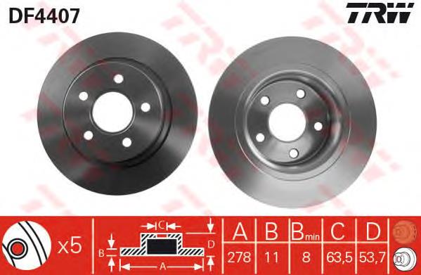 Tarcza hamulcowa tylna TRW DF4407 cena, od 41,77 USD