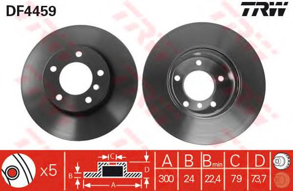 Tarcza hamulcowa przednia TRW DF4459 cena, od 49,05 USD