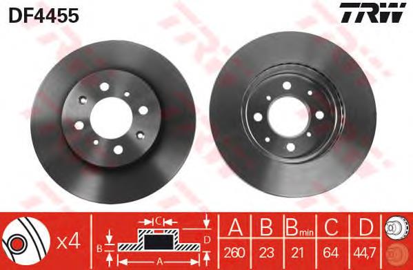Tarcza hamulcowa przednia TRW DF4455 cena, od 52,91 USD