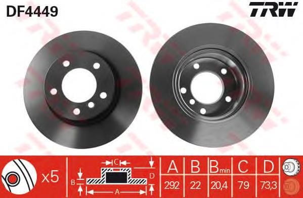 Tarcza hamulcowa przednia TRW DF4449 cena, od 58,63 USD