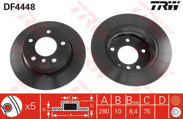 Tarcza hamulcowa tylna TRW DF4448 cena, od 37,74 USD