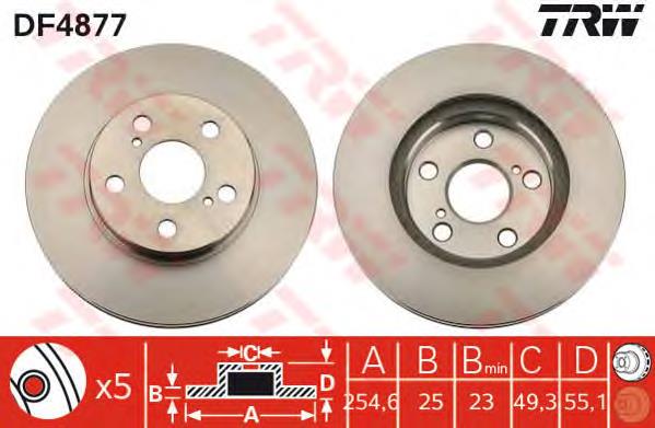 Tarcza hamulcowa przednia TRW DF4877 cena, od 50,38 USD
