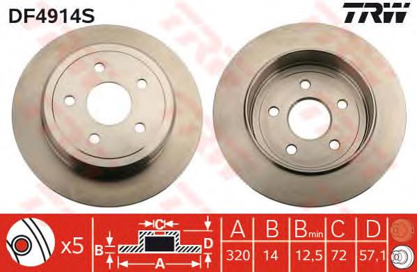 Tarcza hamulcowa tylna TRW DF4914S cena, od 71,93 USD