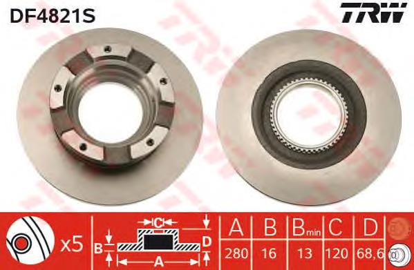 Tarcza hamulcowa tylna TRW DF4821S cena, od 57,01 USD