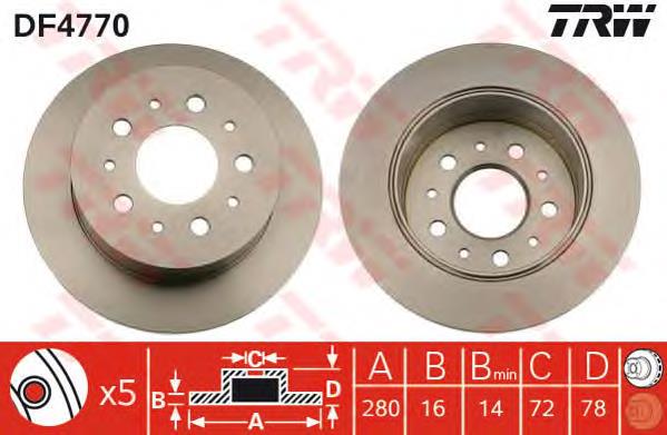 DF4770 TRW tarcza hamulcowa tylna