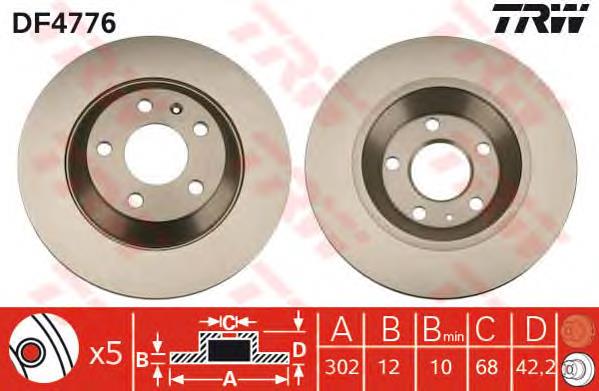 DF4776 TRW Tarcza hamulcowa tylna