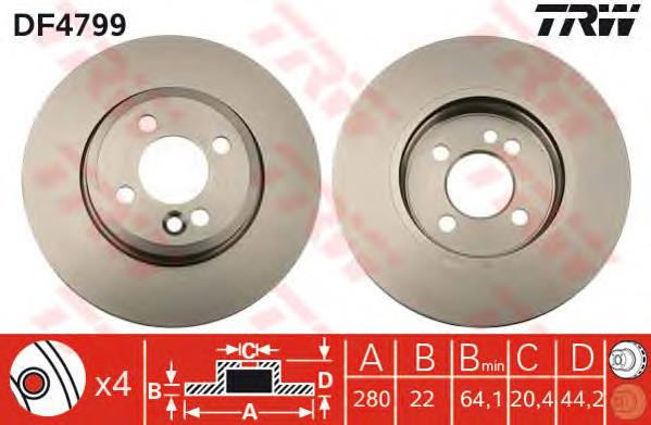 Tarcza hamulcowa przednia TRW DF4799 cena, od 47,88 USD