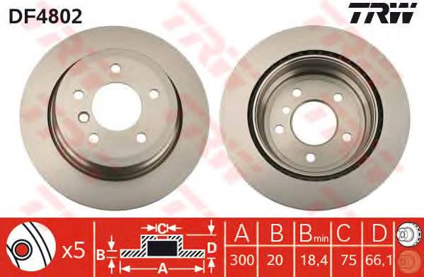 Tarcza hamulcowa tylna TRW DF4802 cena, od 55,41 USD