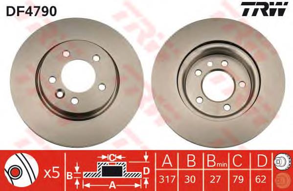 Tarcza hamulcowa przednia TRW DF4790 cena, od 72,43 USD