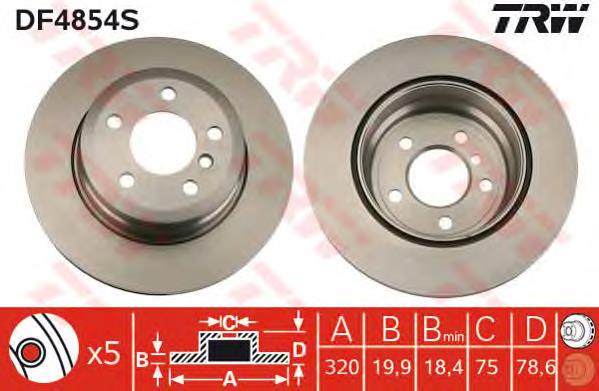 DF4854S TRW tarcza hamulcowa tylna