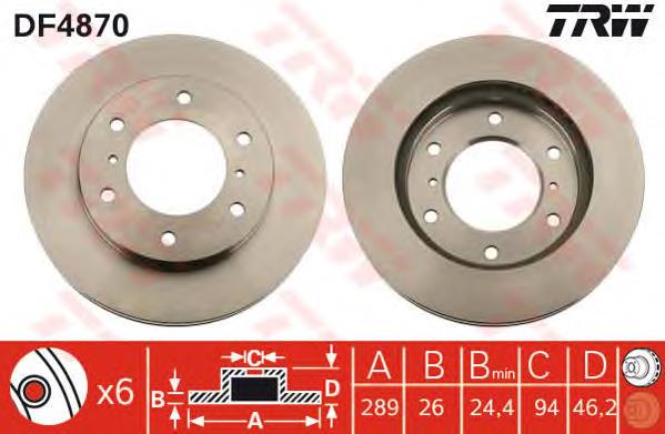 Tarcza hamulcowa przednia TRW DF4870 cena, od 48,85 USD