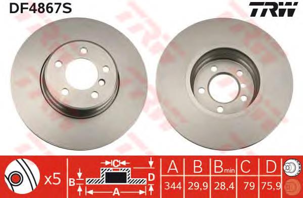 Tarcza hamulcowa przednia TRW DF4867S cena, od 105,33 USD