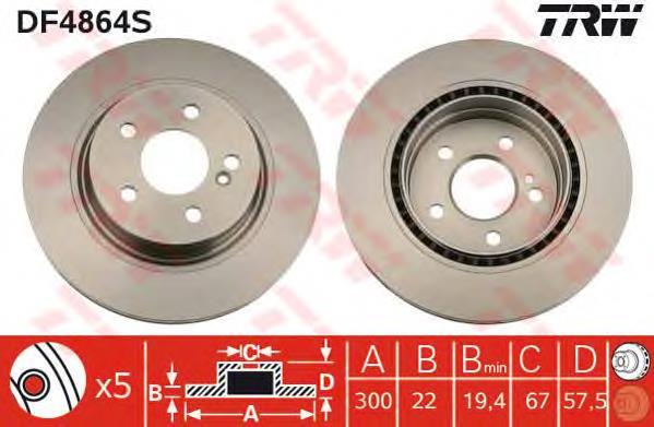Tarcza hamulcowa tylna TRW DF4864S cena, od 75,13 USD