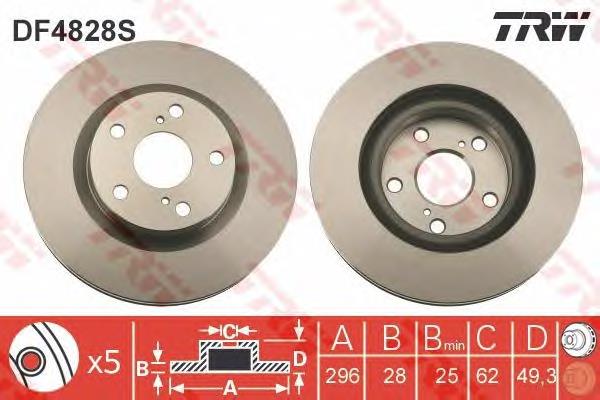 Tarcza hamulcowa przednia TRW DF4828S cena, od 50,84 USD