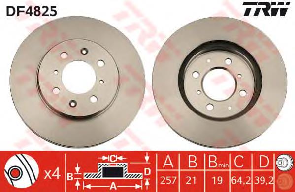 Tarcza hamulcowa przednia TRW DF4825 cena, od 40,86 USD