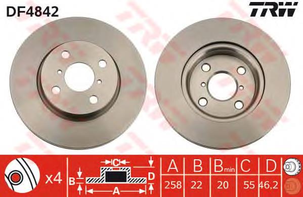 Tarcza hamulcowa przednia TRW DF4842 cena, od 39,97 USD
