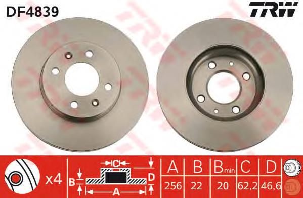 Tarcza hamulcowa przednia TRW DF4839 cena, od 36,30 USD