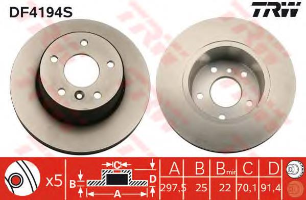 Tarcza hamulcowa przednia TRW DF4194S cena, od 83,22 USD