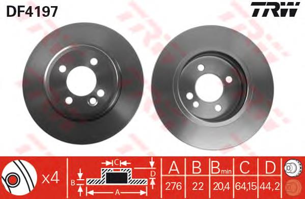 Tarcza hamulcowa przednia TRW DF4197 cena, od 50,96 USD