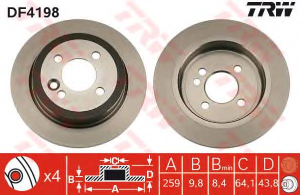 Tarcza hamulcowa tylna TRW DF4198 cena, od 32,75 USD