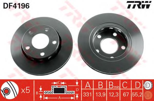 Tarcza hamulcowa tylna TRW DF4196 cena, od 81,13 USD