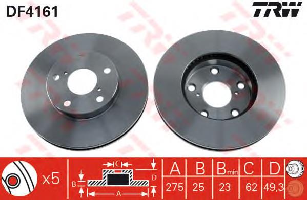 Tarcza hamulcowa przednia TRW DF4161 cena, od 46,92 USD