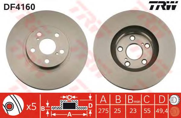 Tarcza hamulcowa przednia TRW DF4160 cena, od 55,17 USD