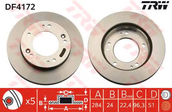Tarcza hamulcowa przednia TRW DF4172 cena, od 46,72 USD