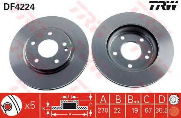 Tarcza hamulcowa przednia TRW DF4224 cena, od 48,39 USD