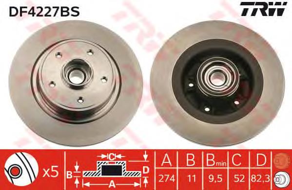 DF4227BS TRW Tarcza hamulcowa tylna