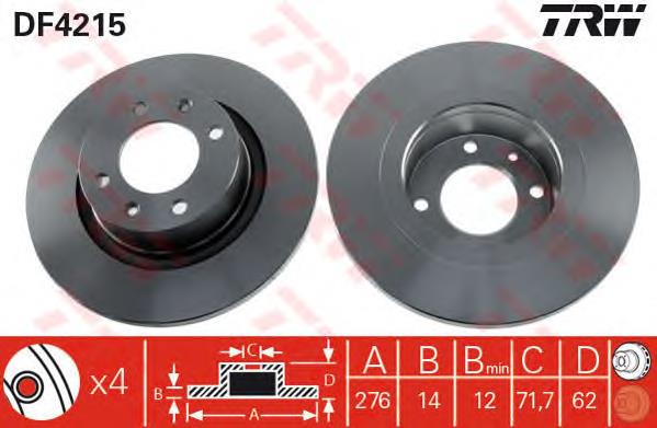 Tarcza hamulcowa tylna TRW DF4215 cena, od 45,45 USD