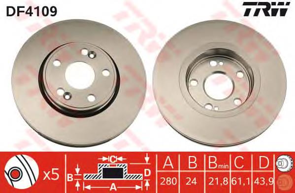 Tarcza hamulcowa przednia TRW DF4109 cena, od 52,28 USD