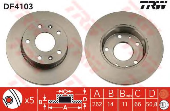 Tarcza hamulcowa przednia TRW DF4103 cena, od 42,99 USD