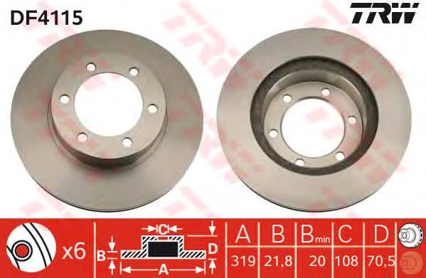 Tarcza hamulcowa przednia TRW DF4115 cena, od 59,41 USD