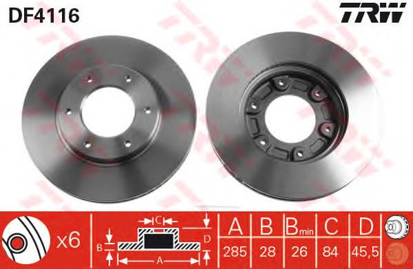 Tarcza hamulcowa przednia 4351226160 Toyota