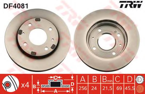 Tarcza hamulcowa przednia TRW DF4081 cena, od 39,75 USD