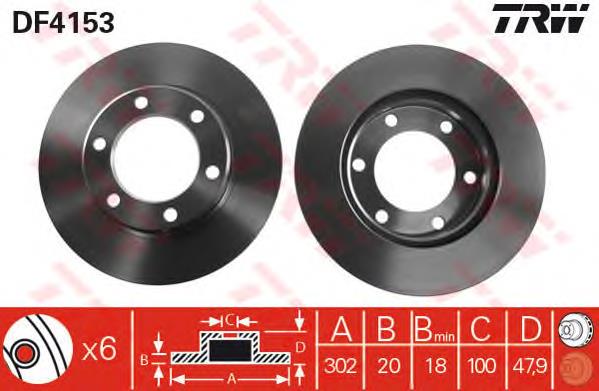 Tarcza hamulcowa przednia TRW DF4153 cena, od 40,25 USD