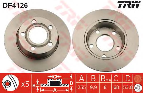 Tarcza hamulcowa tylna TRW DF4126 cena, od 30,58 USD