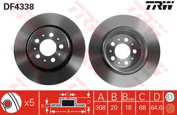 Tarcza hamulcowa tylna TRW DF4338 cena, od 59,46 USD